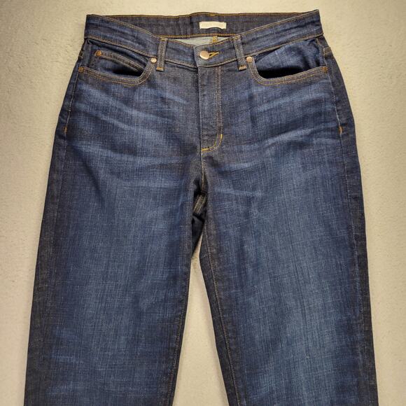 Eileen Fisher Jeans Womens 8 Dark Wash Raw Hem Organic Cotton Stretch Crop 31x27 - Picture 2 of 11